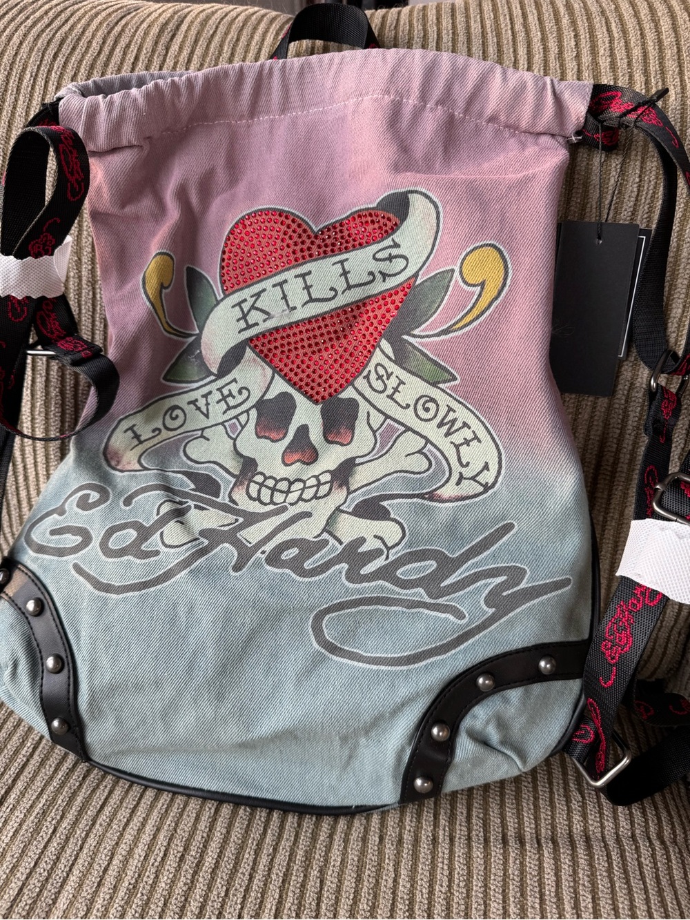 NWT Ed Hardy Love Kills Slowly Canvas Ombré Backpack